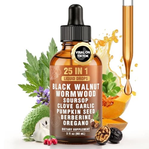 Dobeko 25-in-1 Liposomal Wormwood Black Walnut Cleanse Drops with Clove, Garlic, Pumpkin Seed, Oregano & Berberine | Gut & Digestive Support | 98% Bioavailability | Gentle Intestinal Formula - 90ml