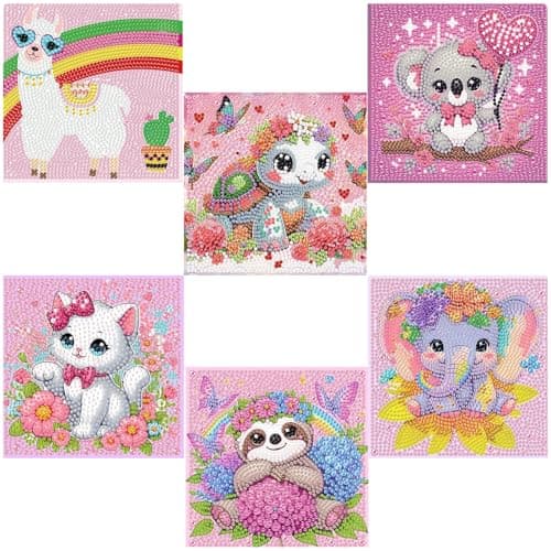 Acelii 6 Pack 5D Elephant Diamond Painting Kits for Kids Beginners