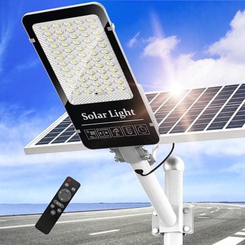 OKPRO 10000W Commercial Split Solar Street Light Outdoor, Solar Lights Outdoor Waterproof for Parking Lot, Dusk to Dawn Solar Flood Light with Remote Control for Yard, Driveway, Road