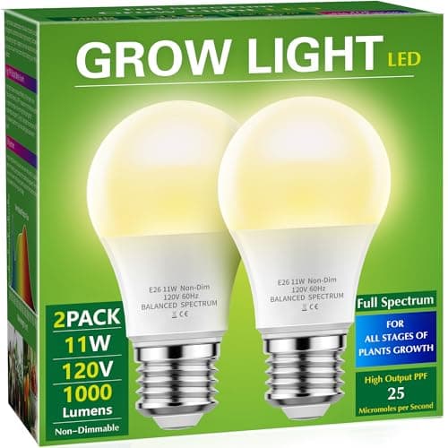 Briignite Grow Light Bulbs, LED Grow Light Bulb A19 Bulb, Full Spectrum