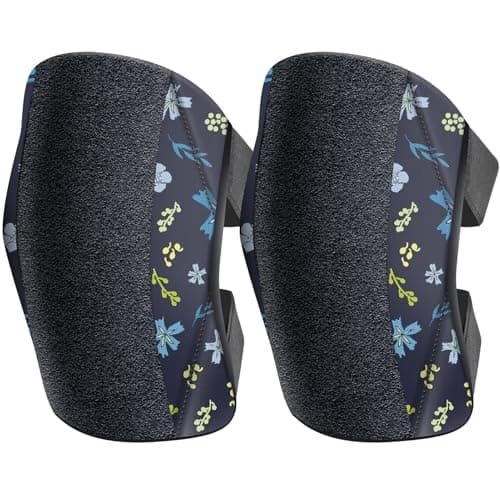 Garden Knee Pads for Women, Lightweight Waterproof KneePads for Gardening, Anti Slip Leather Foam Padding Kneeling Pads for Flooring and Carpet Cleaning, House work, Gardening Maintain, Knee Protector, Blue Flower