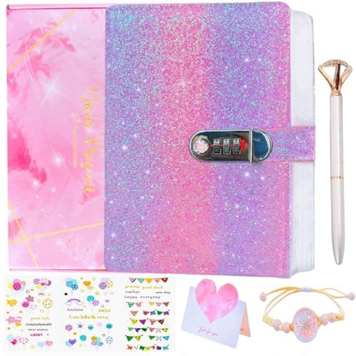 Luolizon Diary with Lock for Women,A5 Journal Gift for Girls Kids,PU Leather Combination Lock Diary, Planner Organizer,Notebook Gifts for Teenagers