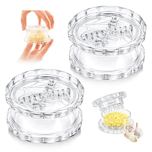 2PCS Clear Manual Garlic Twister and Ginger Mincer Tool, Transparent Mincer (White)