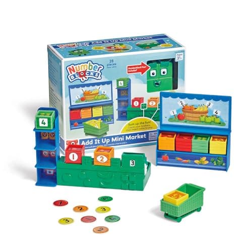 hand2mind Numberblocks Add It Up Mini Market Playset, 28 Pieces, Ages 3+