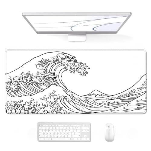 Auhoahsil Large Gaming Mouse Pad, XXL 35.4 x 15.7 in Office Desk Mat, Wave