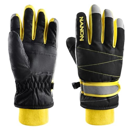 Azarxis Kids Winter Warm Gloves, Cold Weather Windproof Thermal Glove for Boys & Girls (Black, S)