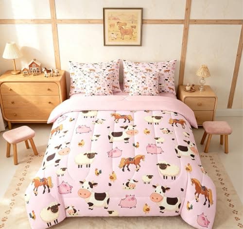 Feelyou Farm Animal Comforter Set 7 Piece Bedding Full Size for Kids