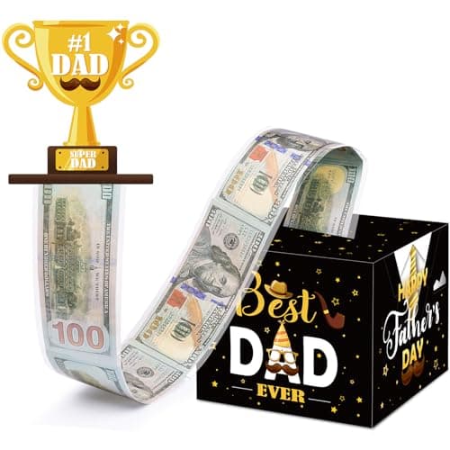 Meiidoshine Fathers Day Money Box for Cash Pull, Surprise Money Holer with 50Pcs Transparent Bags, A Funny Way to Give Cash as Grandpa Dad Gifts from Daughter Son Wife