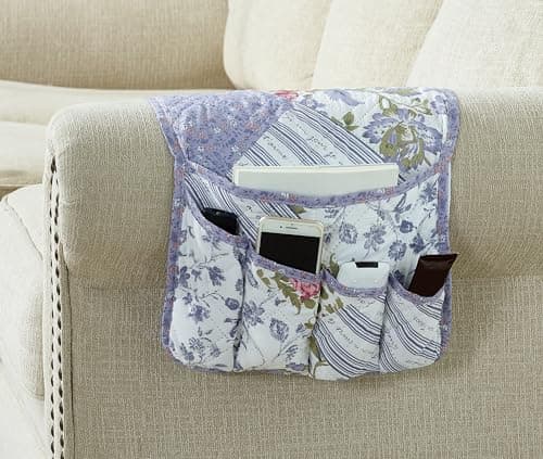 Brilliant Sunshine Rose Violet Patchwork Couch Armrest Cover, 35"×13"