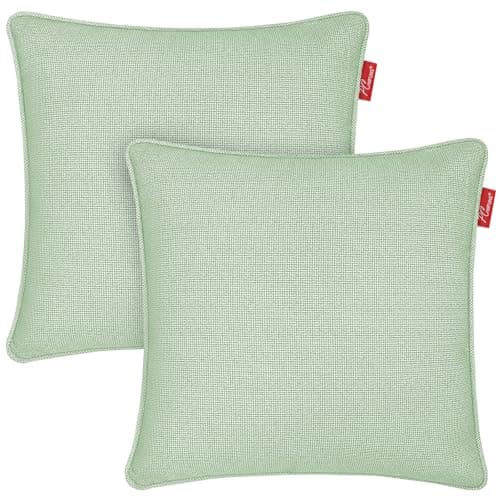 Pcinfuns Pack of 2 Outdoor Throw Pillows,20x20 Inch All-Weather Water-Resistant Patio Pillows with Inserts,Decorative Pillows for Patio Furniture,Couch,Sofa,Poolside,Light Green