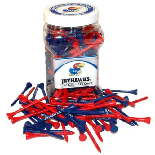 Team Golf NCAA Kansas Jayhawks Jar Of 175 Golf Tees 2-3/4" Golf Tees, 175 Pack, Regulation Size, Multi Team Colors