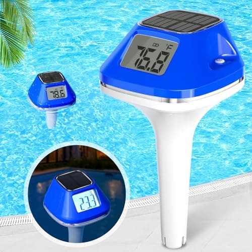 Pircaath 2026 Next-Gen Solar Pool Thermometer Floating Easy Read, Digital Pool Thermometer with Extra-Large Backlit LCD Screen & Rope, IP68 Waterproof Pools Water Temperature Gauge for Hot Tub, Spa