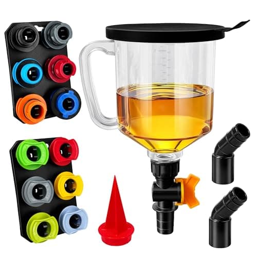 18 Pack No Spill Engine Oil Funnel Kit,1.59QT/1.5L Automotive Oil Funnel Set, 2 Magnetic Adapter Organizer Boards 12 Adapters Compatible with GM, Ford, BMW, Audi, Land Rover Etc