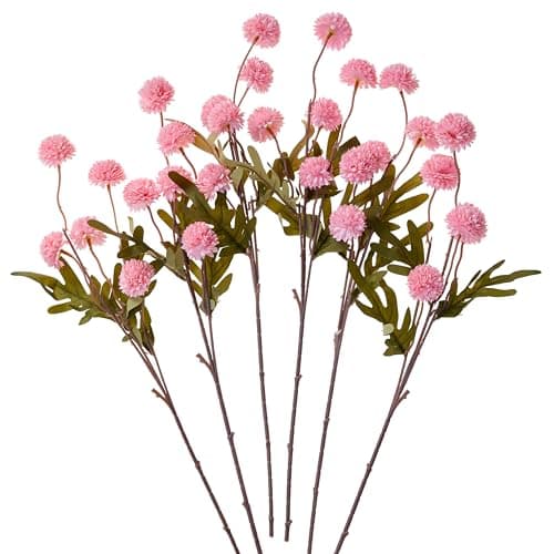 AWARDSEN 6PC Pink Artificial Chrysanthemum Flowers Silk Mini Pompon Mums Fake Kiku Flower Stems for DIY Bouquet, Wedding Centerpieces Home Table Decor (20 Inch, Pink) ﻿