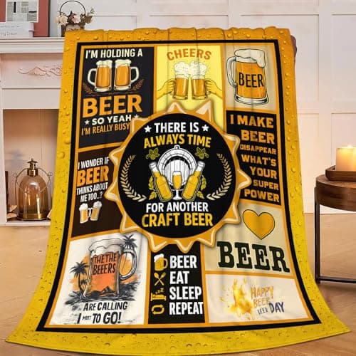 Beer Throw Blanket Blanket Cheer Beer Throw Blankets Soft Cozy Warm Fuzzy Fleece Flannel Bar Stuff Throws Stuff Gifts for Men Women Bed Dad Couch Decor 50"x40"