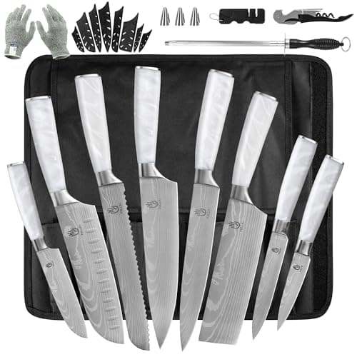 FULLHI Knife Set, 14pcs Japanese Knives Set, Multiple Colour Premium German Stainless Steel Chef Knife Set