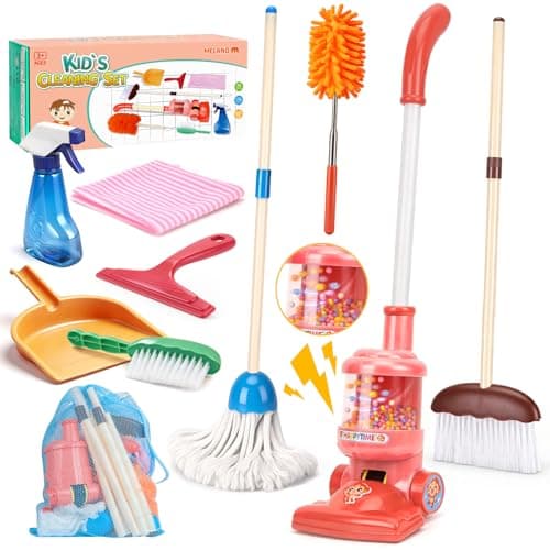 Meland 8-Piece Kids Cleaning Set with Toy Vacuum and Broom
