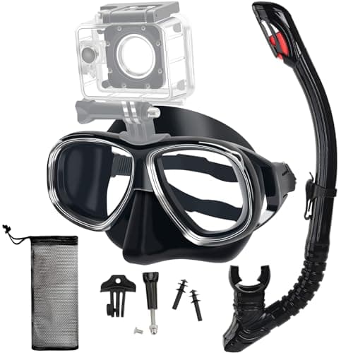 Nearsighted Snorkeling Gear for Adults Youth, Professional Full Dry Top Silicone Snorkel Set, Anti-Fog Scuba Diving Mask with Adjustable Strap