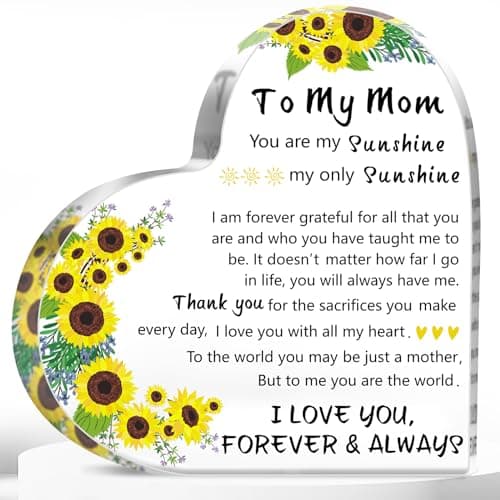 Mothers Day Mom Gifts for Wife from Daughter Son Husband, 5.9×5.9 inch Delicate Heart Plaque Decorations, Personalized First Mothers Day Birthday Christmas Valentines Day Mom Stepmom Grandma Gifts