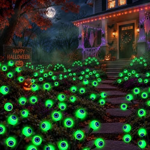 Cnuoky Halloween Decorations Outdoor, 6Pack 48 LEDs Solar Eyeball Lights