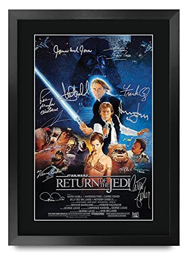 HWC Trading Star Wars - Return of the Jedi Movie Poster Cast Signed 16" x 12" Framed Gift Printed Autograph Film Print Photo Picture Display - 16 x 12 Inches Framed