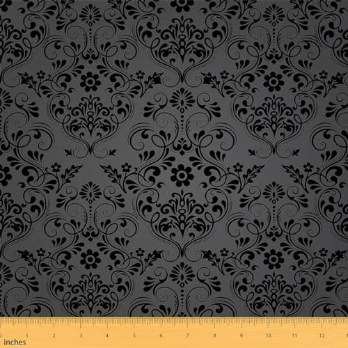 Feelyou Black Vintage Gothic Damask Floral Fabric by The Yard Soft 3 Yards