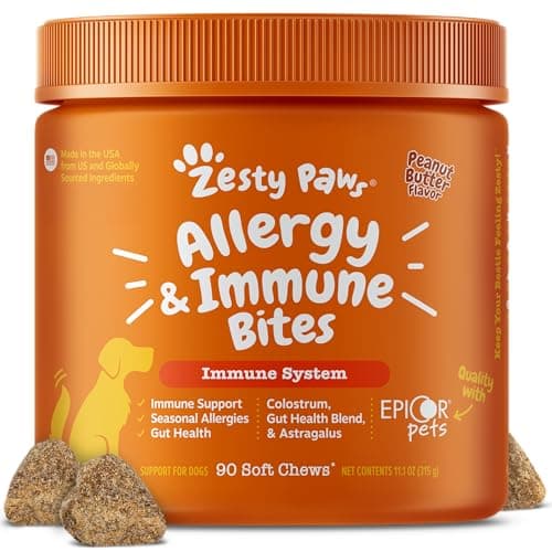Zesty Paws Dog Allergy Chews - Dog Allergy Relief, Peanut Butter, 90 Ct