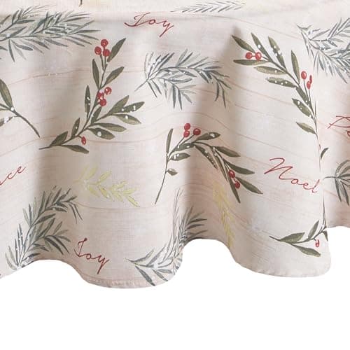 Threadmade Holiday Tree Trimmings Tablecloth, Multicolor - 60"W x 84"L Oval