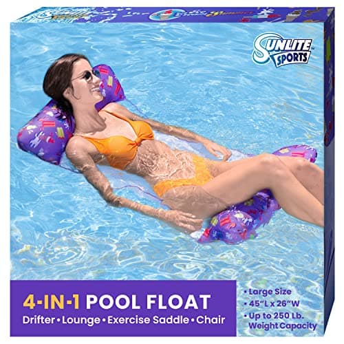 Sunlite Sports Ultra Comfort Pool Hammock and Float, Superior Soft Thick Fabric Cushion Material,Water Hammock Raft, Pool Lounge Chair Large
