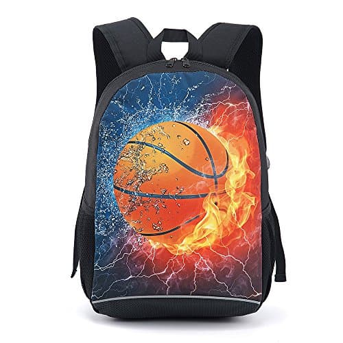 CAIWEI American Football Backpack School Bag (Burning basketball)