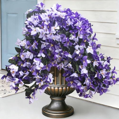Grunyia 4 Strands Artificial Bougainvillea Hanging Basket Flowers – UV Resistant Fake Flowers with Silk Petals, Realistic Trailing Plants, Outdoor Indoor Wall Garden Home Wedding Decor