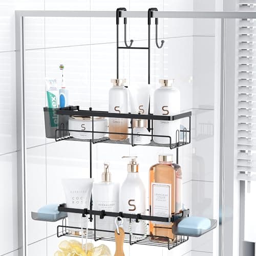 Over the Door Shower Caddy Hanging: No Drill Rustproof Shower Organizer