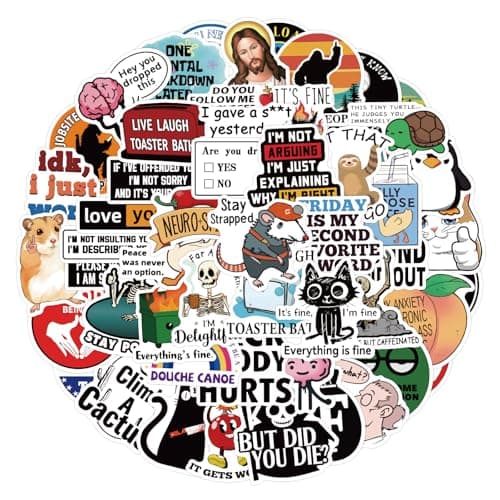 100pcs Funny Prank Meme Stickers Bulk, Snarky Meme Sticker for Kids Teens Adults, Snarky Vinyl Water Bottle Dirty Stickers Pack, Waterproof Cool Decals for Laptop Scrapbook Sarcastic Hard Hats