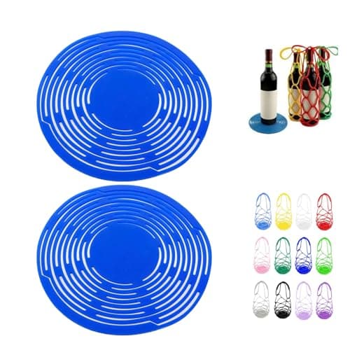 Multi-Use Silicone Storage Bag & Organizer,Multifunctional Mesh Coaster,Silicone Wine Carrier,Reusable, Foldable, Portable Coaster for Wine Bottles, Cans, Cups, Hot Dishes,and Beverages(2pcs Blue)