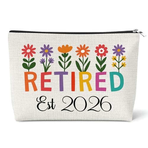 Retired Gifts Retirement 2026 Makeup Bag for Women Leaving Retirement Cosmetic Bag for Mom Coworker Colleague Going Away Goodbye Farewell Travel Pouch for Manager Boss Teacher Employee Friend