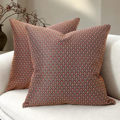 Coffee Floral Throw Pillow Covers 18 x 18 Set of 2 Square Pillow Covers