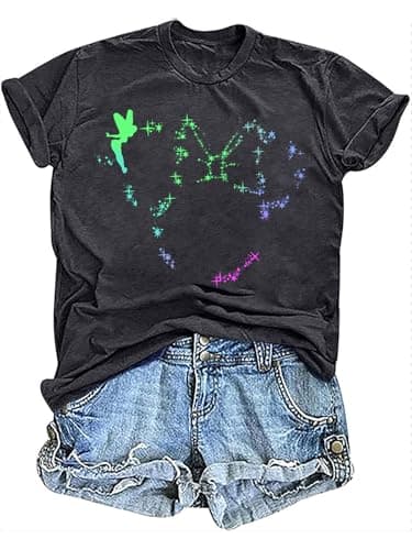 Women Magical Shirts Cute Graphic Tshirts Funny Vacation Holiday Short Sleeve Casual Tee Top Darkgrey