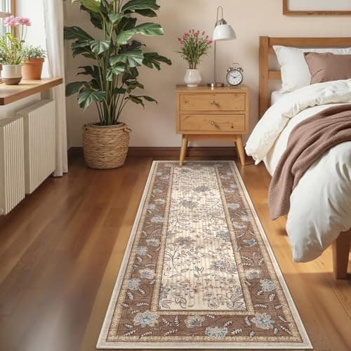 GarveeHome 2x6 Washable Runner Rug Brown Non Slip Kitchen Runner