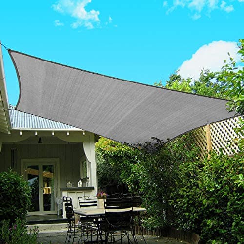 FLY HAWK Rectangle Patio Sun Shade Sail Canopy, 8' x 10' Patio Sunshade Cover Canopy - Durable Fabric Cloth for Outdoor Garden Yard Pond Pergola Sandbox Deck Courtyard - Gray Color (8' x 10' Gray)