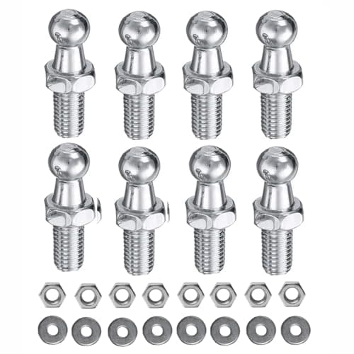 KEMANI Qty 8pcs 10mm M6 x 1/2" Long Ball Studs Screws with Hardware, M6 Zinc Color Ball Screws for Gas Lift Support Struts Fitting