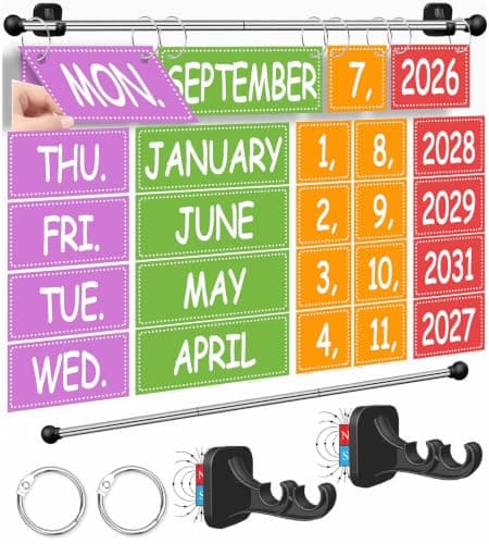 Magnetic Calendar for Classroom, Magnetic Rod for Flip Calendar Whiteboard