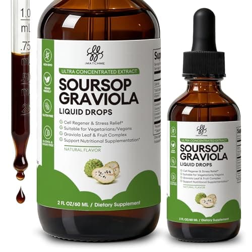 iMATCHME Soursop Graviola Liquid Drop for Cell Support & Regeneration, Immune System and Gut Health Support, Soursop Bitters Liquid, Herbal Goodness, Sugar/Gluten Free, Natural Flavor, 2 Fl Oz