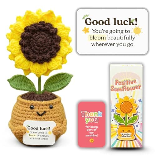 Emotional Support Crochet Sunflower – Handmade Goodbye Gift for Coworkers, Graduates – Positive Affirmation Flower “You’re Going to Bloom”, Congrats Class High School College, Graduation Gifts