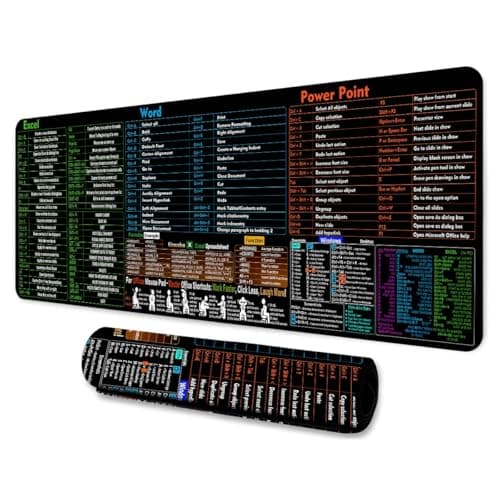 Excel Shortcut Key Reference Large Mouse Pad 31.5 x 11.8 Inches/XL Size