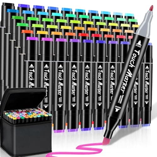 DUULEMANG Alcohol Markers Set, 60 Colors Dual Brush Tip Art Coloring Markers for Adult Drawing, Permanent Alcohol Based Colored Sketch Pens Art Supplies Gifts for Illustration