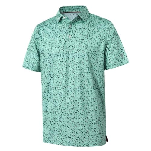 Golf Shirts for Men Dry Fit Short Sleeve Print Performance Moisture Wicking Polo Shirt