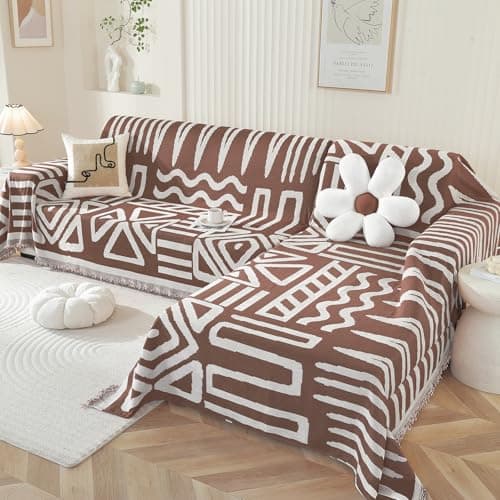 OstepDecor Sectional Couch Covers 2 Pieces, L-Shaped Sofa Covers for Pets
