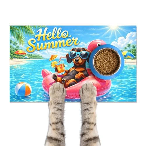 HOMETITUTE Dog Food Mat Summer Design Bowl Placemat 20 x 12 Inch