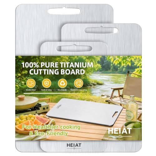 HEIAT 100% Titanium Cutting Board Set of 3, Double-Sided Kitchen Boards