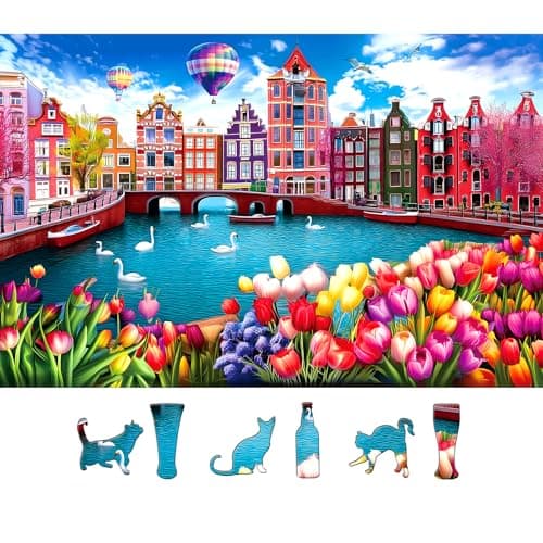PuzzOne 500 Pieces Puzzles for Adults City Landscape - Amsterdam Netherland